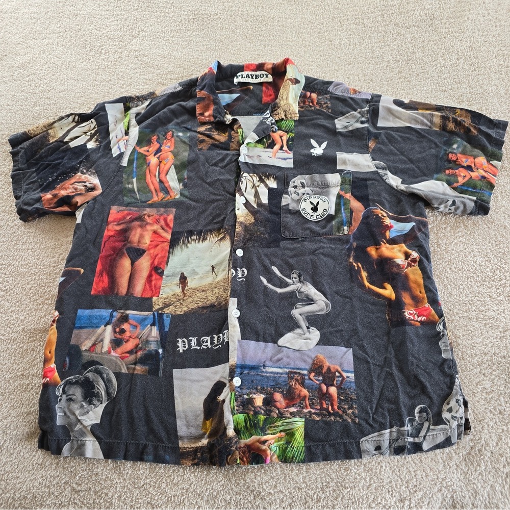 Playboy X PacSun Playboy Surf Club Pinups Photos Hawaiian Lightweight Shirt XL